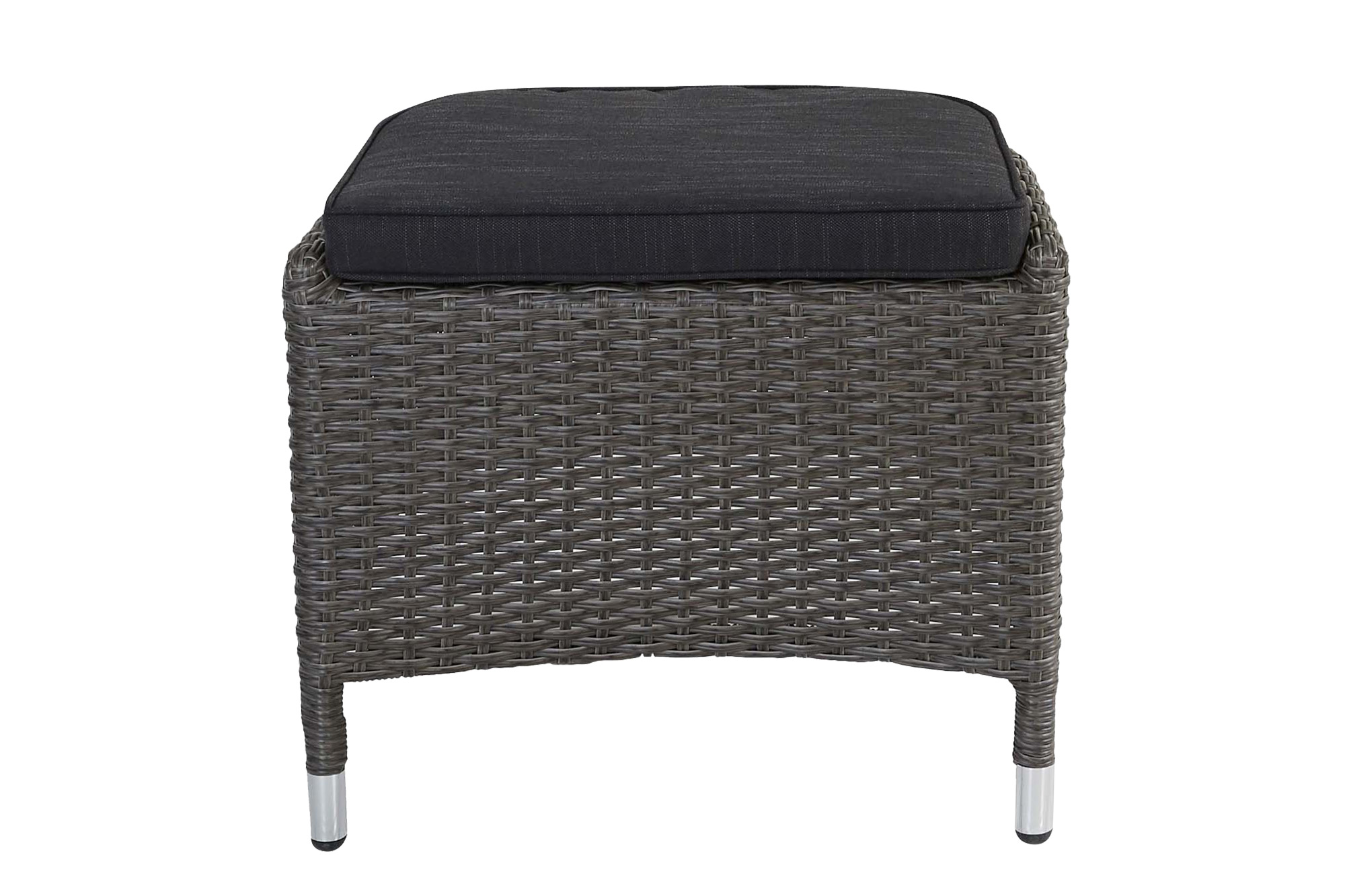 Hocker Fußbank Kansas, grau-mix, Rattanoptik, Garten, wetterfest