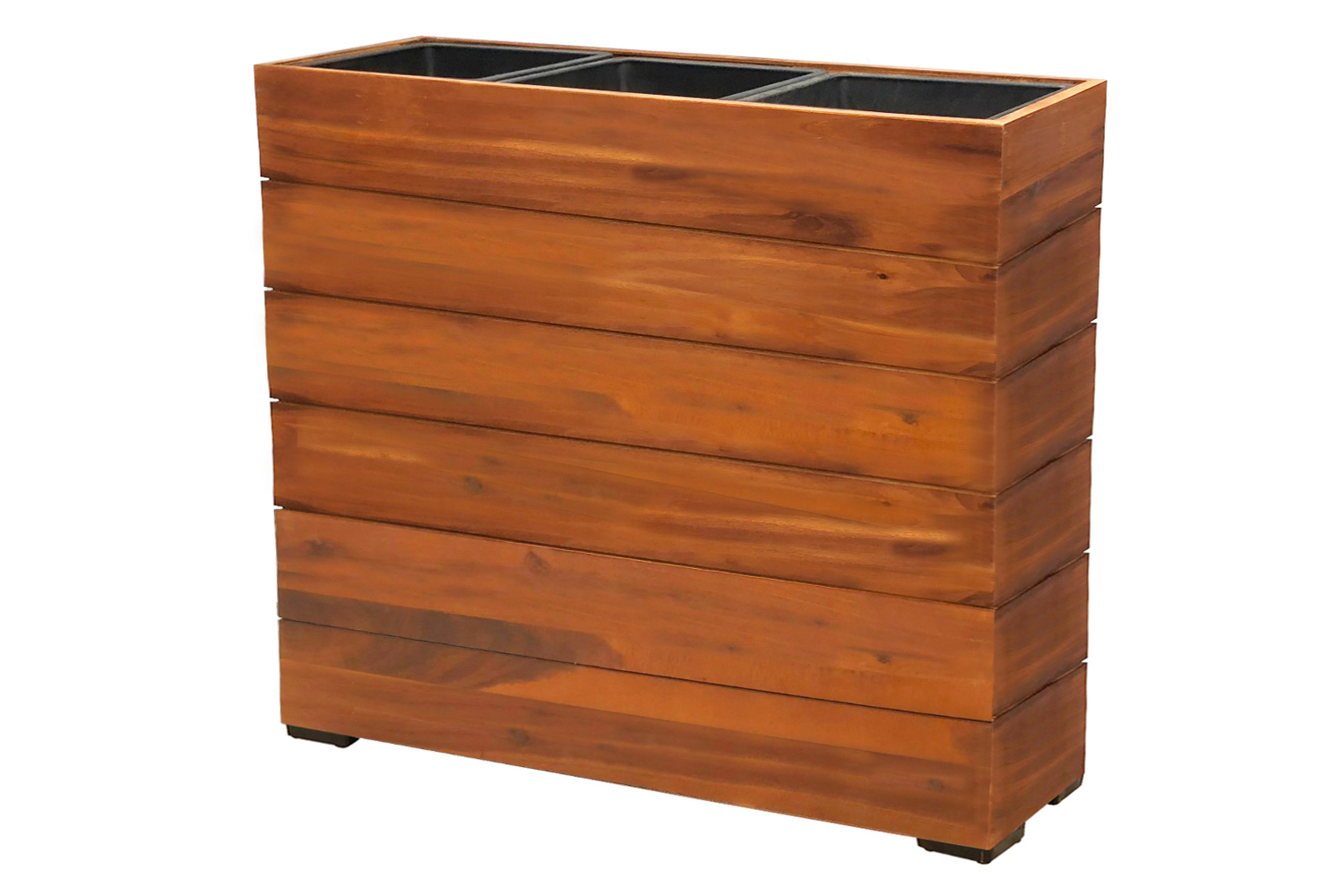 Pflanzgefäß Pflanzkasten Blumenkasten Akazienholz 93x33x72 cm mit Einsatz
