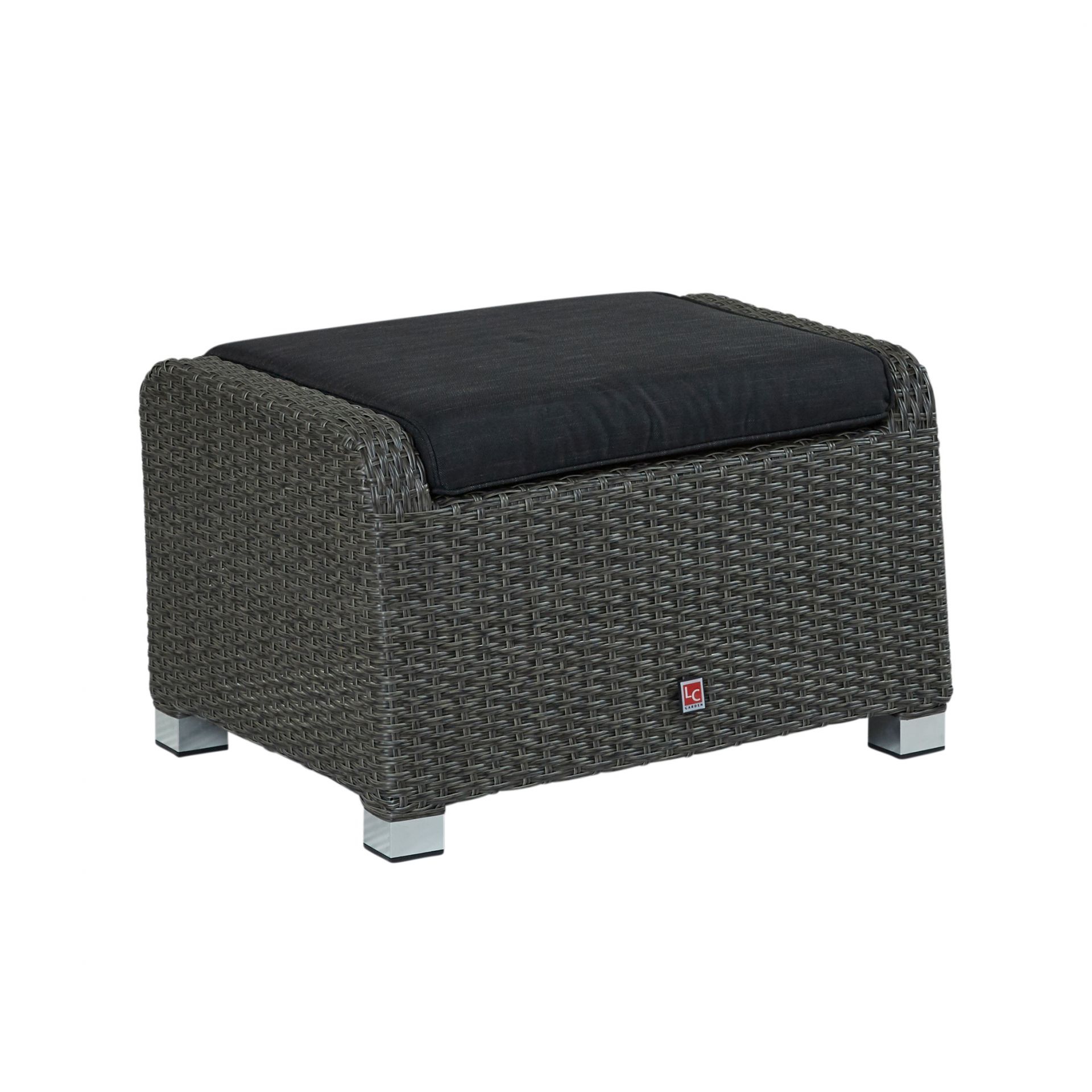 Hocker Fußbank Kansas, grau-mix, Rattanoptik, Garten, wetterfest