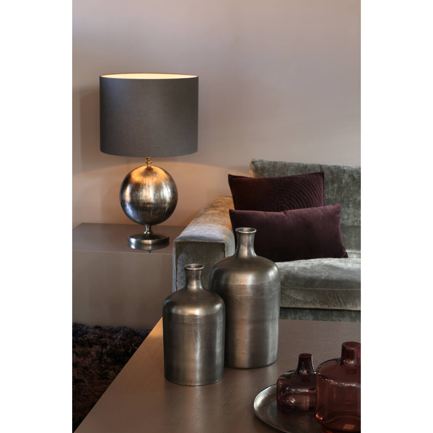 Lampenschirm Zylinder LIVIGNO von Light & Living Ø50x38 cm Dunkelgrau