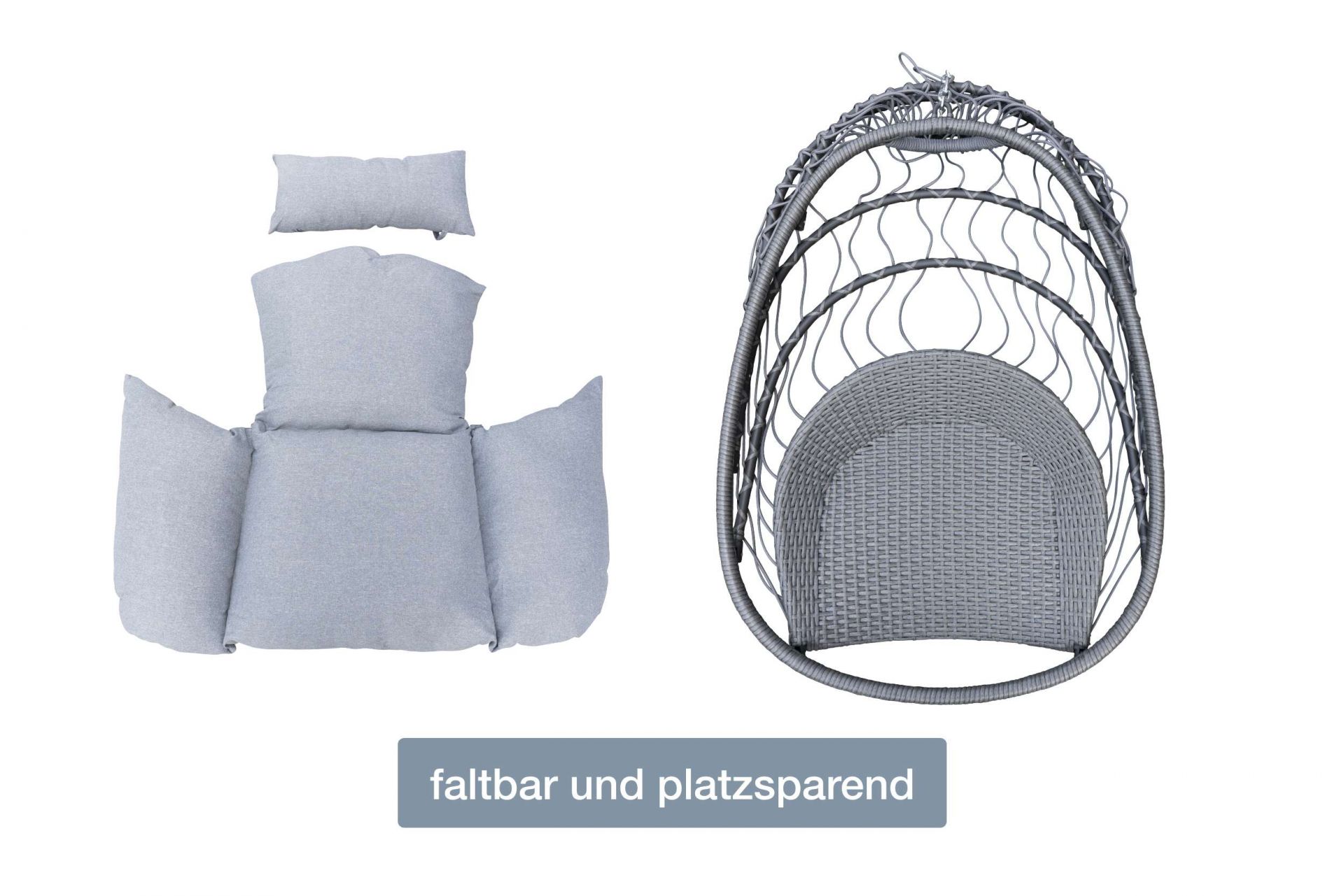 Garten- Hängesessel Hamburg Hängestuhl Hängekorb mit Gestell grau anthrazit