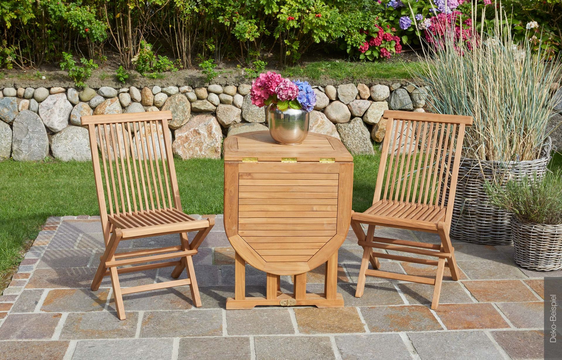 Klappstuhl Ela 2er Set Teak Gartenstuhl 47x43x89cm