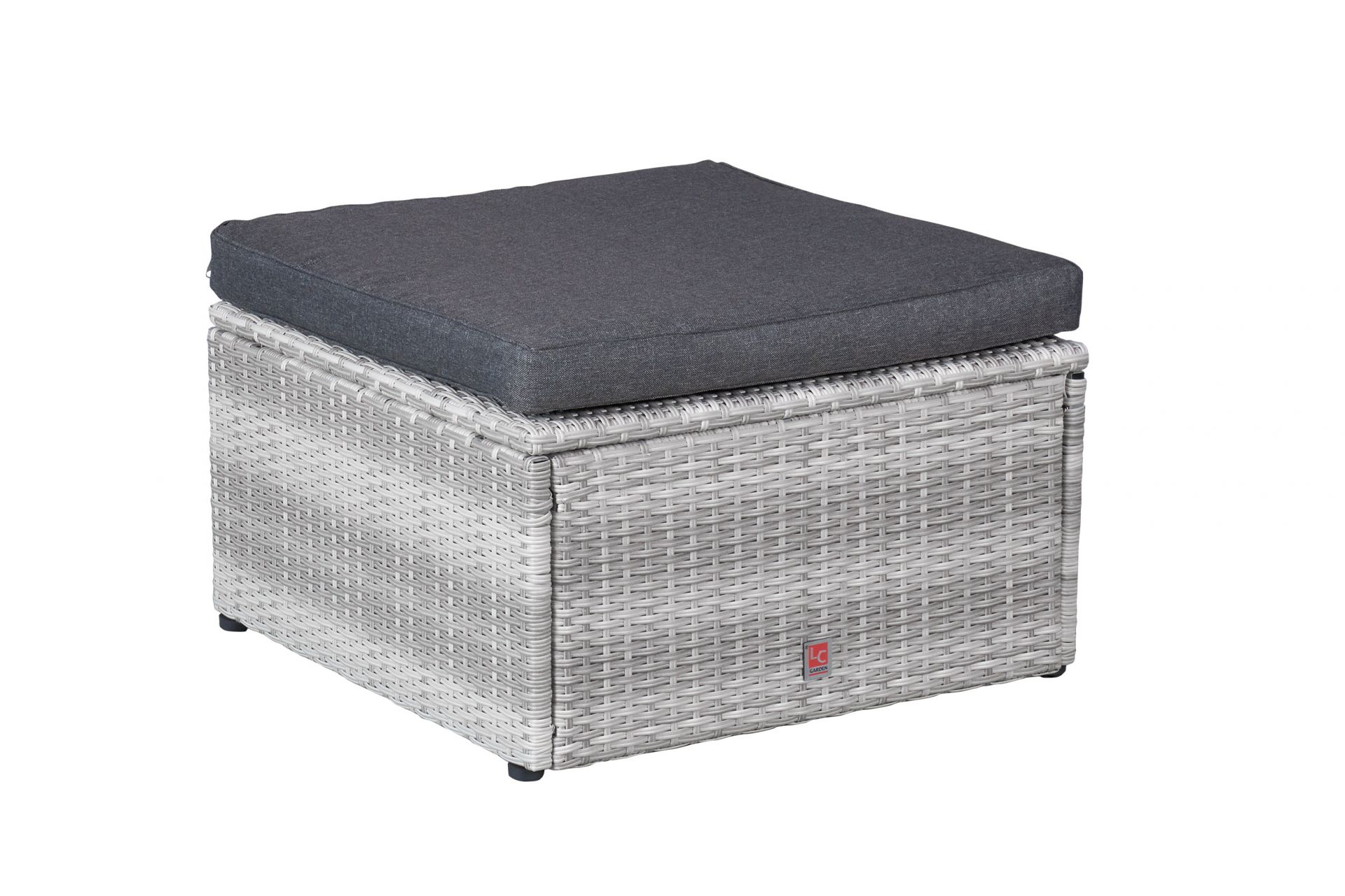 Gartenlounge Ecksofa Balkonset Manila Gartenset mit Tisch + Hocker weiß-grau