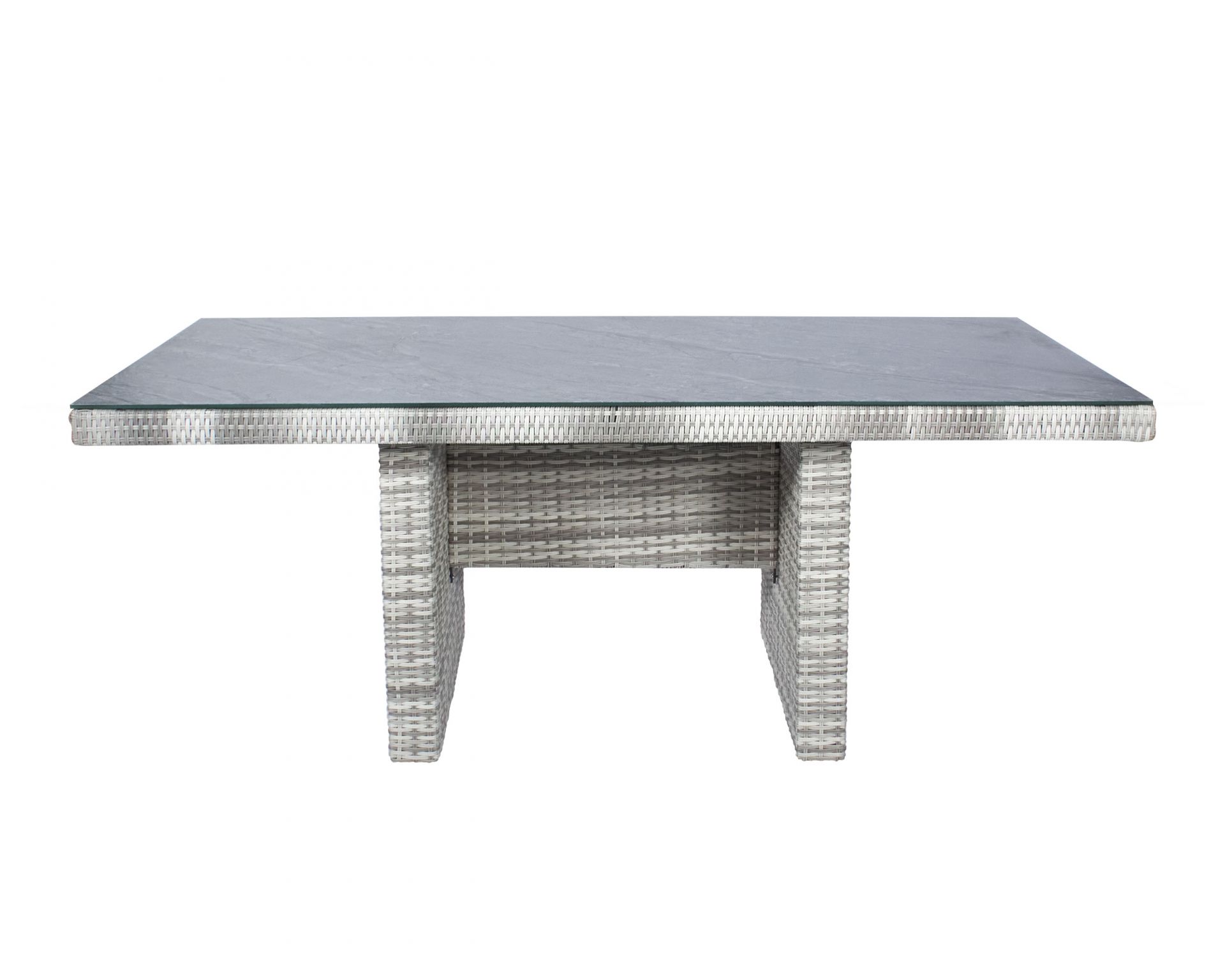 Gartentisch Boston Esstisch Wangentisch Dining Glas-Keramik 192 x 90 cm weiß-grau