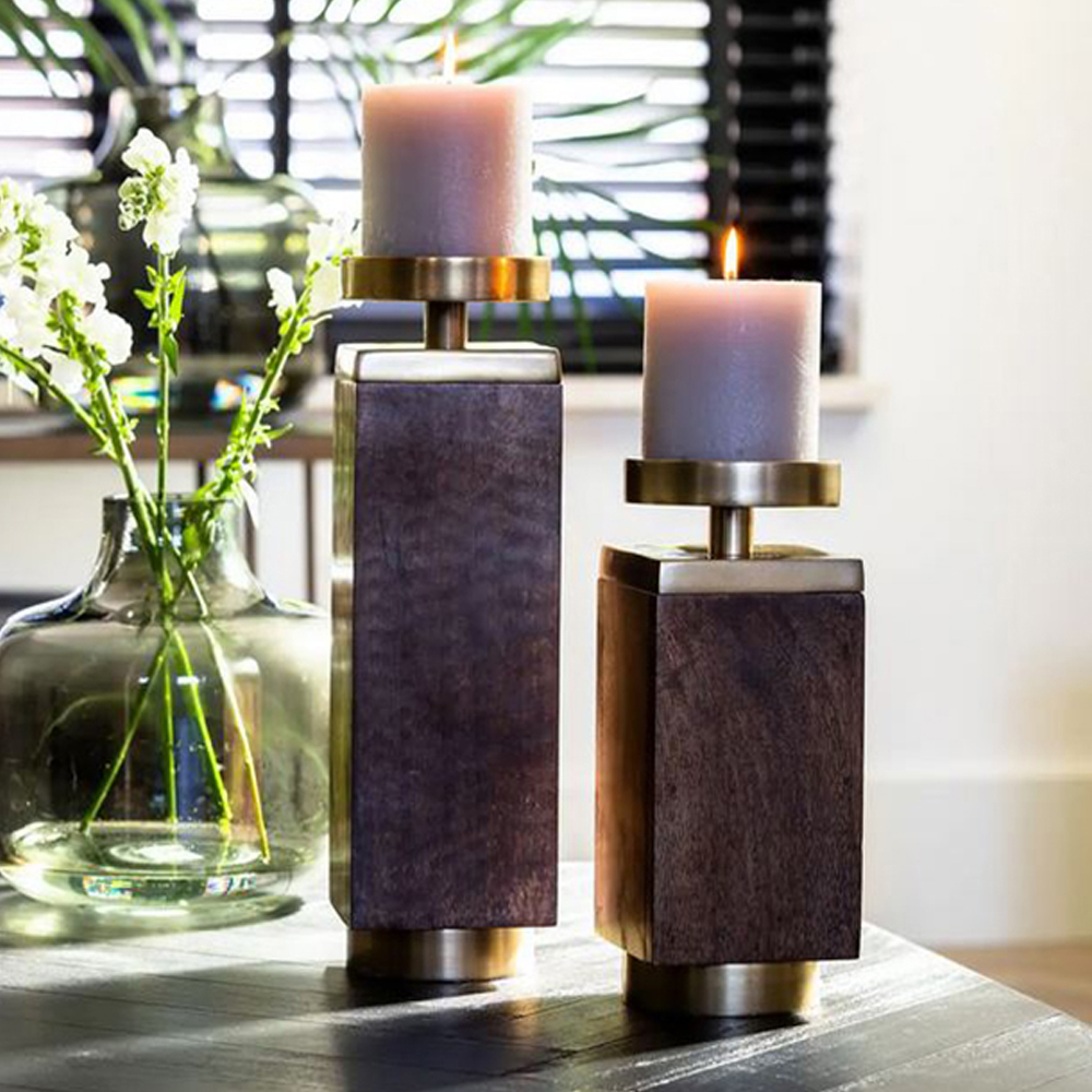 Kerzenständer BURATA von Light & Living Kerzenhalter 12x12x28 cm Braun/Bronze