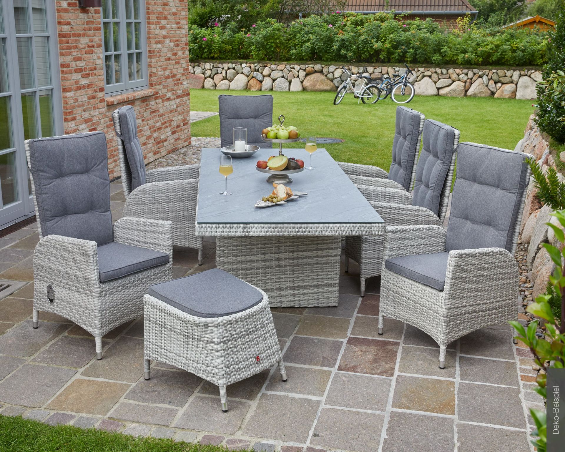 Dining Positionsstuhl Boston Verstellsessel Gartenstuhl Esstischstuhl weiß-grau