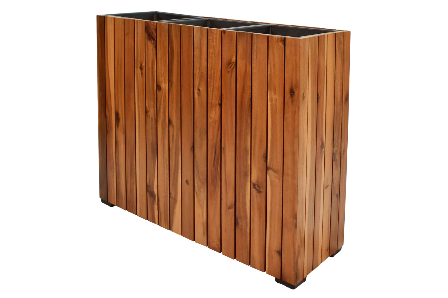 Pflanzgefäß Pflanzkasten Blumenkasten Akazienholz 79x28x62 cm mit Einsatz