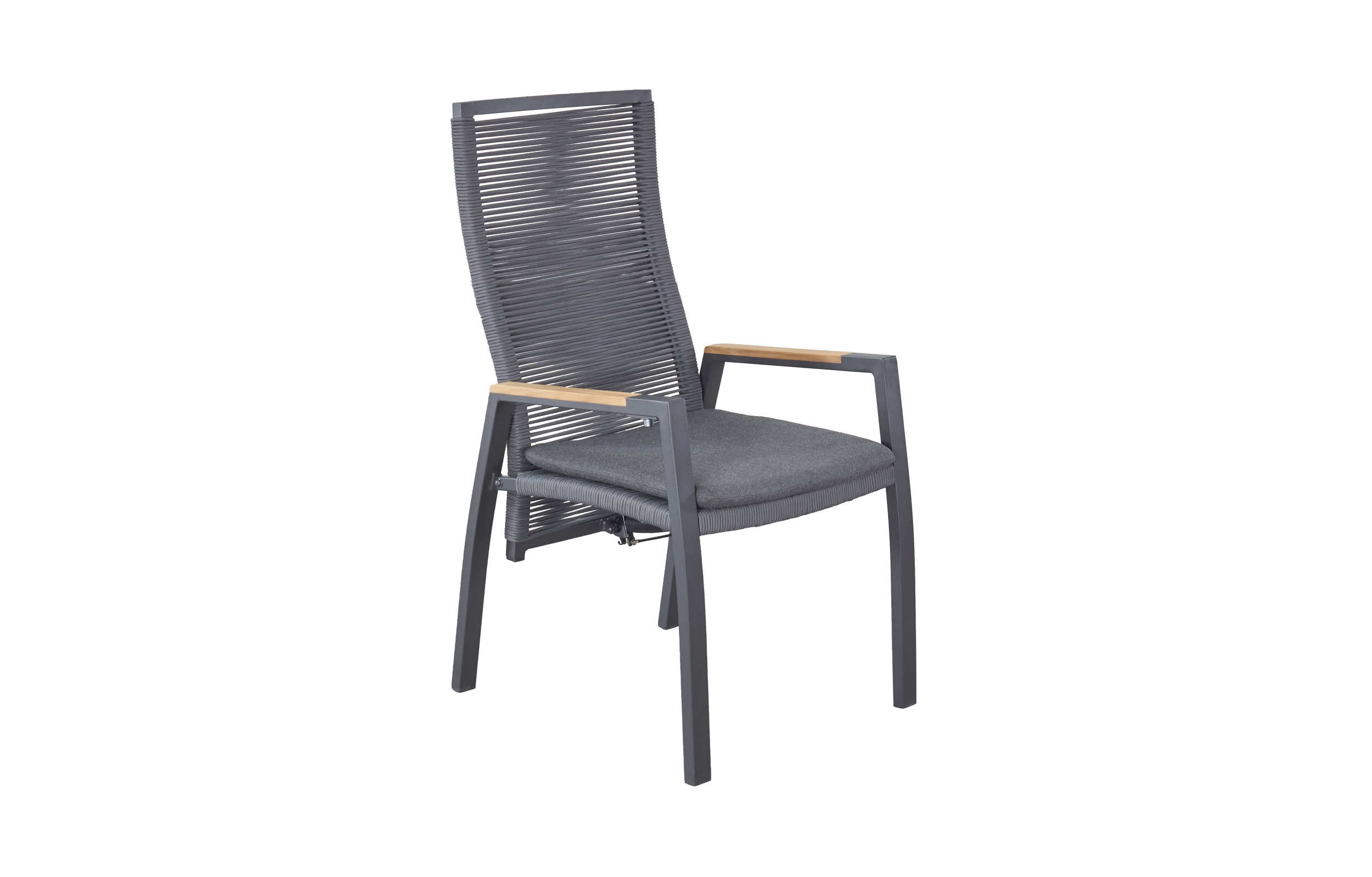 Dining Positionsstuhl Ohio Gartenstuhl Esstischstuhl mit Sitzkissen Teak-Armlehne grau