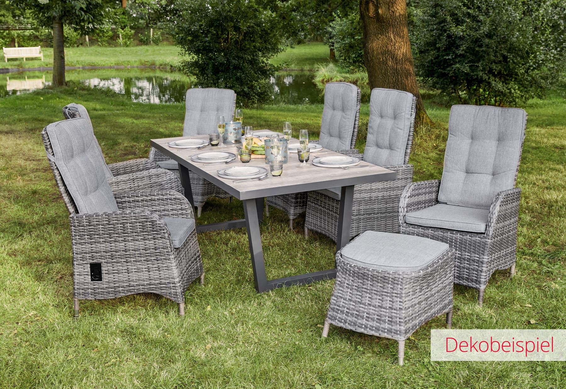 Gartentisch Denver Keramiktisch Esstisch mit V-Fuß 200x100x75cm