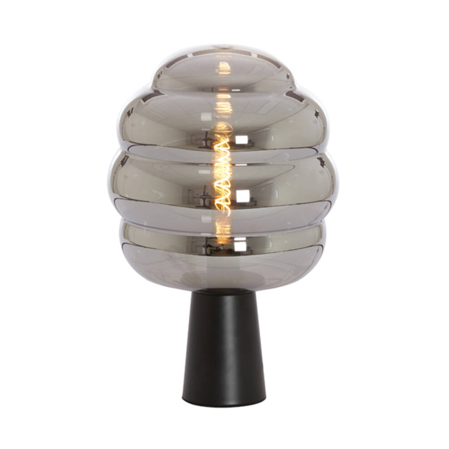 Tischleuchte MISTY von Light & Living Ø30x46 cm Lampe Rauchglas-schwarz